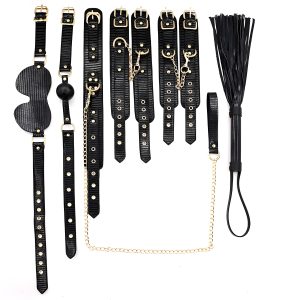 Zwarte bondage set – 7 delen