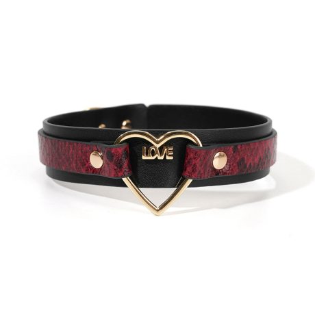 Slangenprint halsband – met love hart sluiting